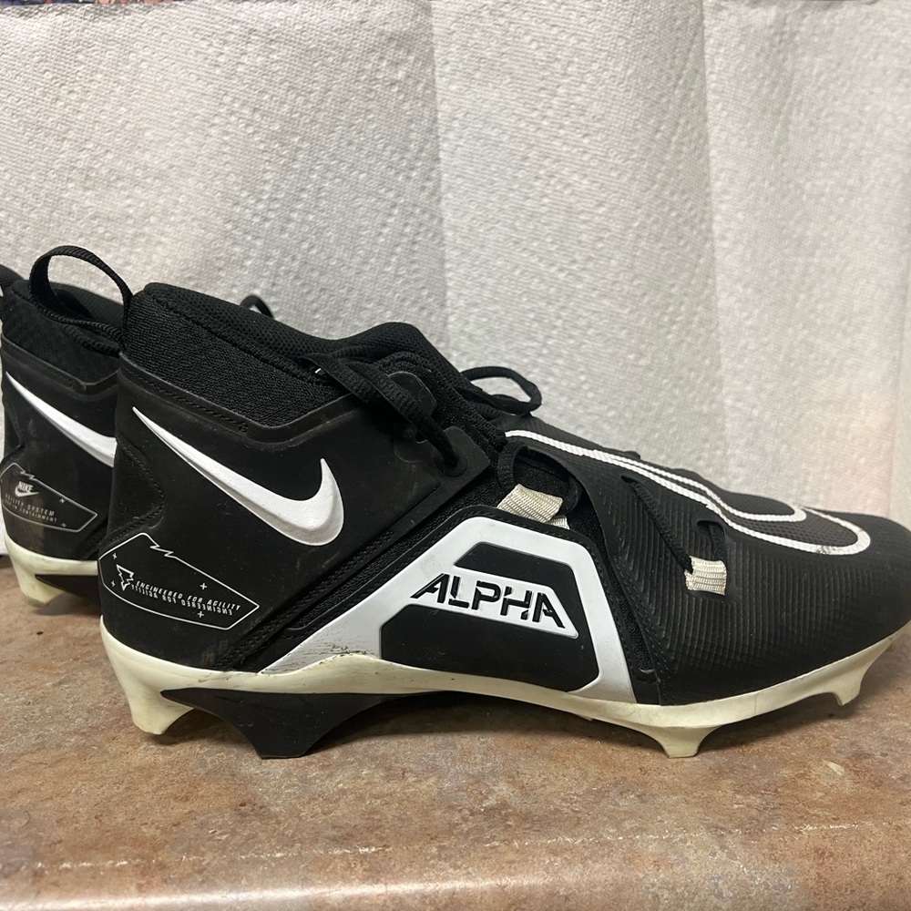 Nike Alpha Menace Pro 3 Black and White Athletic Cleats
